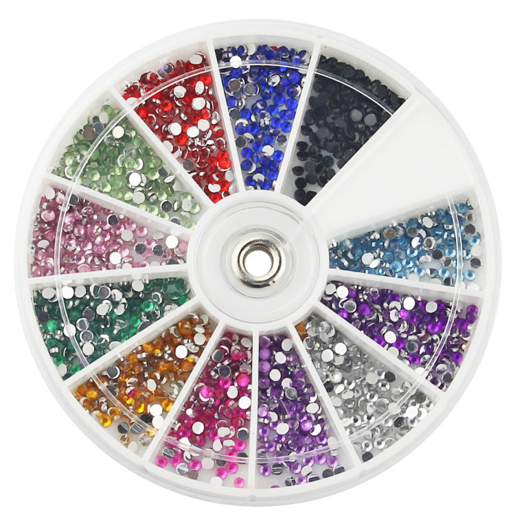 Rhinestones for nail decoration in 12 beautiful colors,