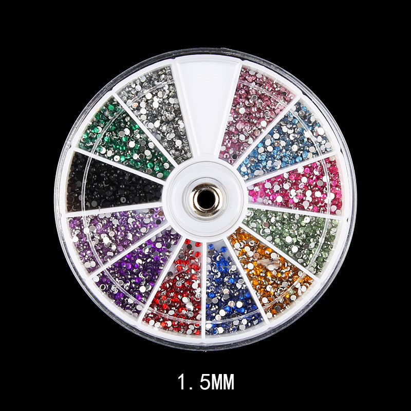 Rhinestones for nail decoration in 12 beautiful colors,